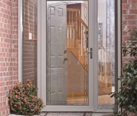 mostly glass grey storm door