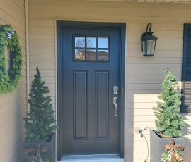 Brand new black door installation by window mania